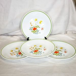 4 Wildflower Saucers 6.75” Vintage Corelle by Corning